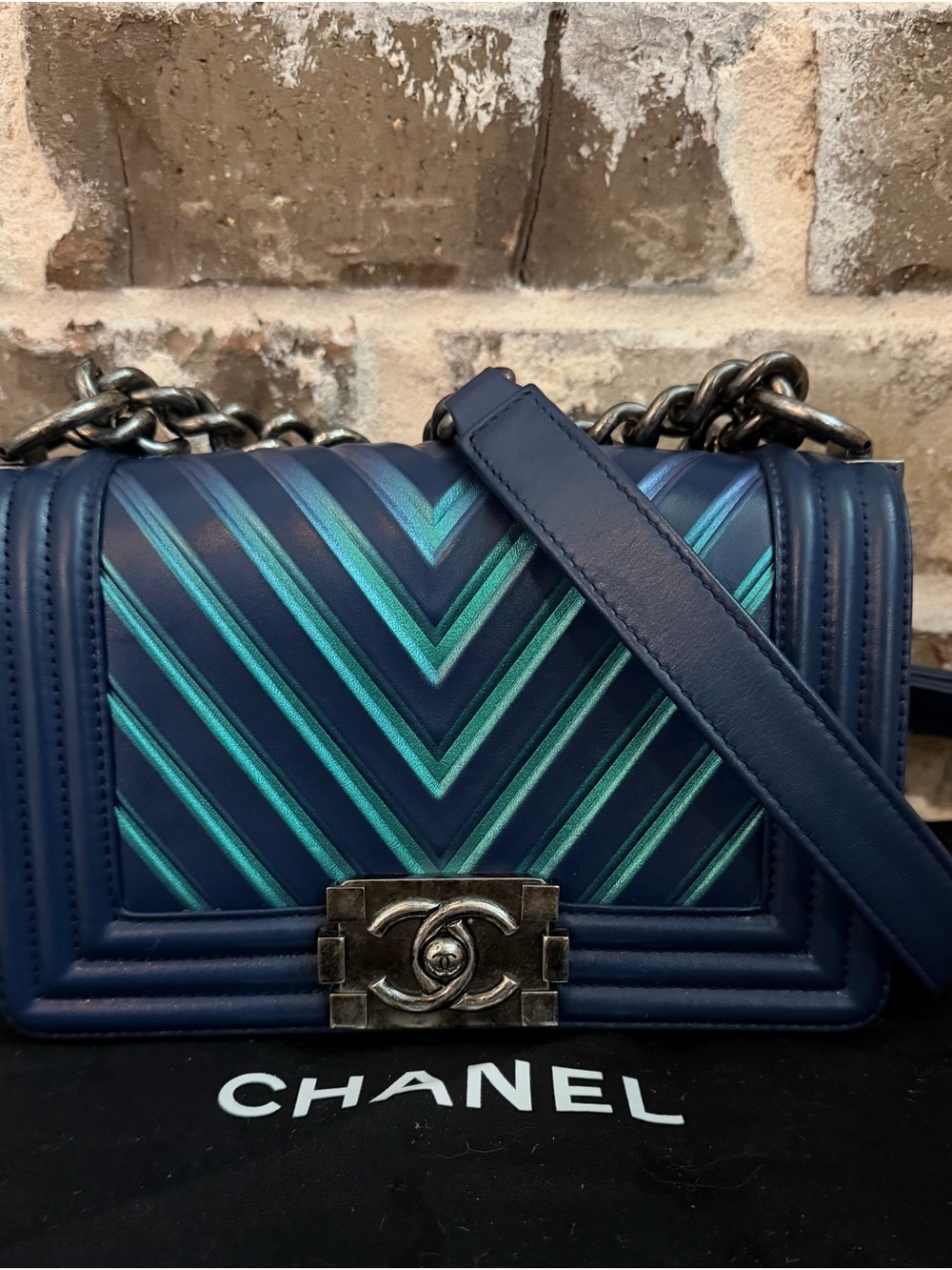 Chanel Small Iridescent Chevron Boy Bag